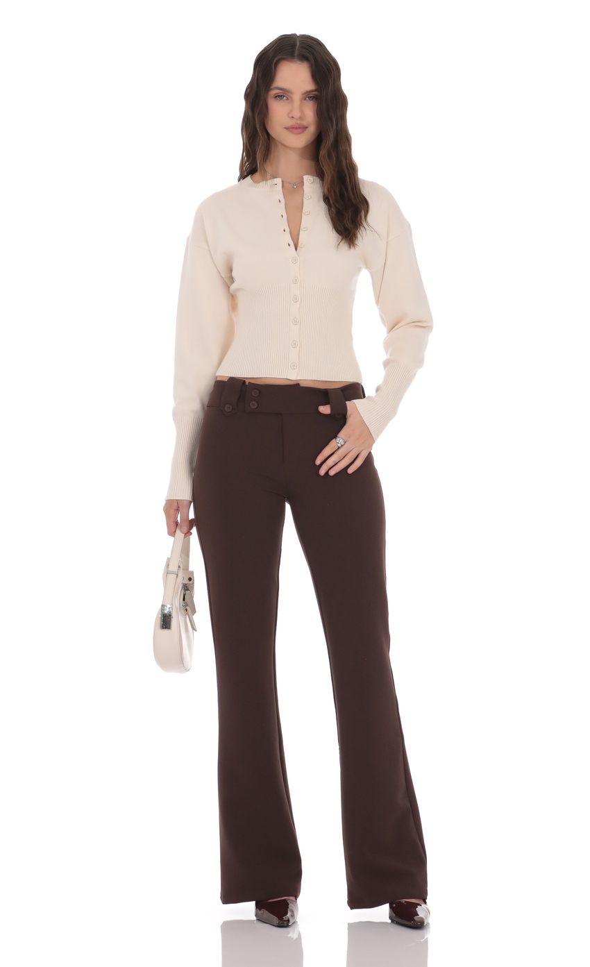 Low Rise Boot Cut Pants in Brown