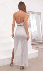 Giuliana Ruched Sequin Set in Silver