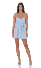 Floral Corset A-line Dress in Light Blue