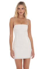 Open Tie Back Dress in White