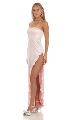 Sakura Satin Maxi Dress in Pink