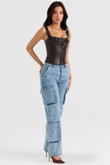 blue washed utility jeans