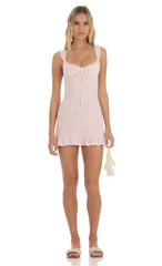 Jacquard Ruffle Dress Pink