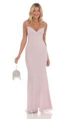 Mesh Open Back Maxi Dress in Lilac