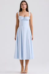 soft blue cotton bustier sundress