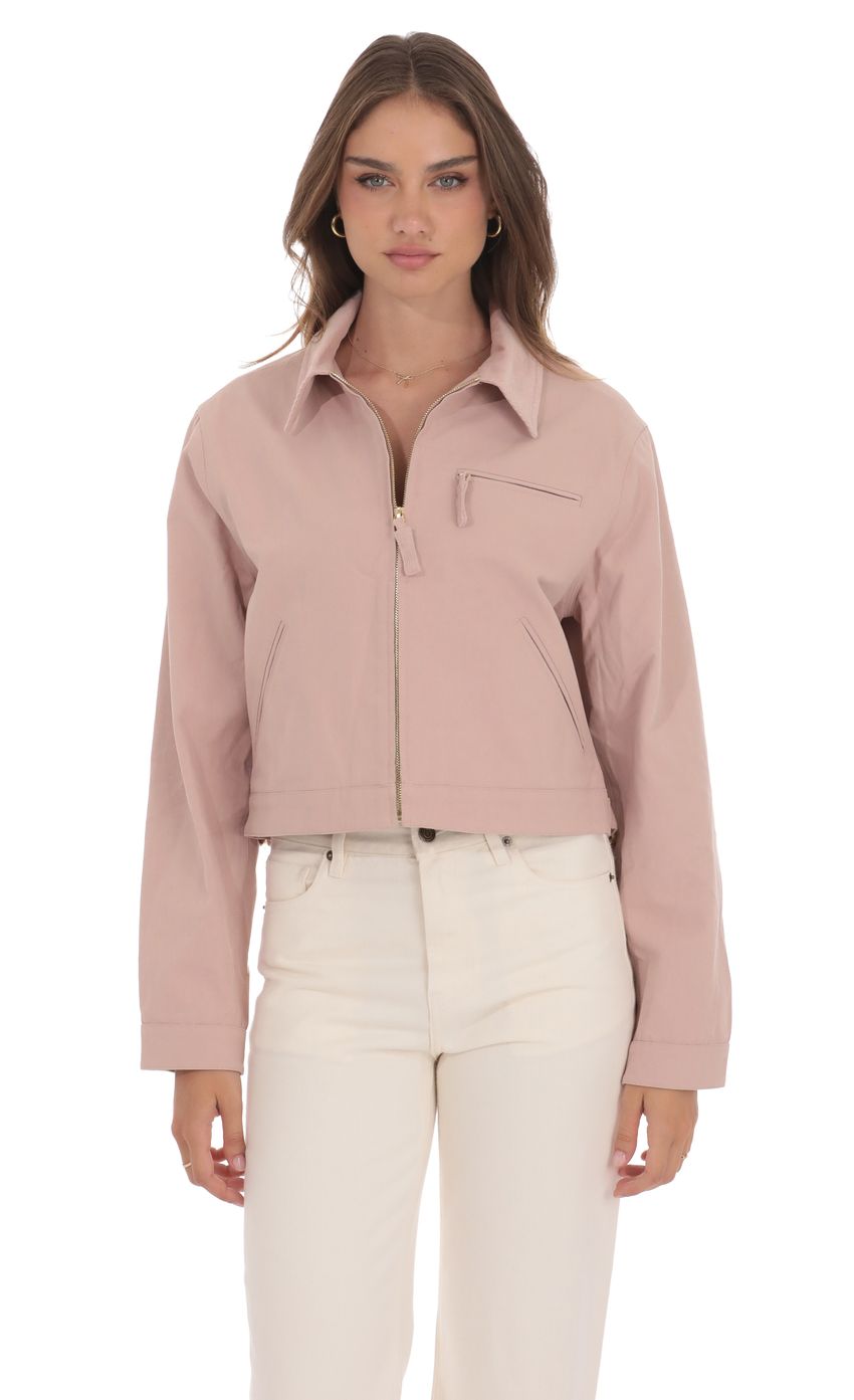 Corduroy Collar Jacket in Pink