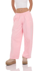 Darted Barrel Fleece Sweatpants in Pink