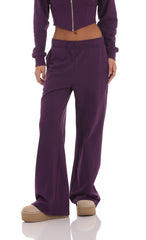 Back Pocket Straight Sweatpants in Purple