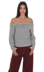 Rosette Off Shoulder Jumper in Grey
