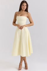 lemon stretch cotton a-line midi sundress