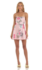 Butterfly Mini Dress in Pink