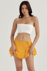 tangerine floaty layered mini skirt