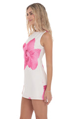 Floral High Neck Dress in White