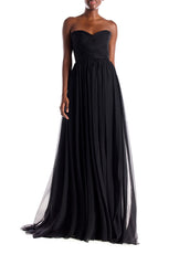Strapless Draped Chiffon Gown