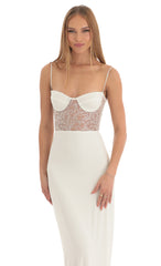 Shimmer Maxi Dress in White