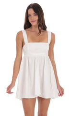 Jacquard Babydoll Dress in White