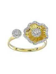 Halo Flower Yellow Gold Ring