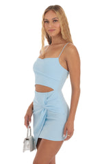 Twist Cutout Dress in Blue