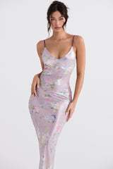 mauve floral maxi dress