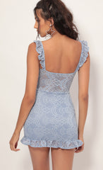 Lace Frill Dress in Pastel Blue