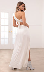 One Shoulder Maxi in White