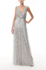 Shimmering Silver Tulle Gown