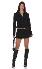 Cropped Denim Jacket in Black