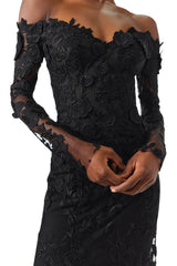 Off-The-Shoulder Lace Trumpet Gown