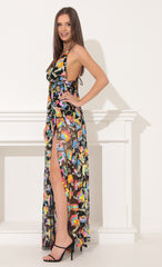 Sequin Maxi Dress in Black Multicolor