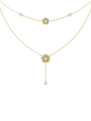 Halo Flower Yellow Gold Necklace