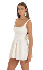 Jacquard Mini Dress in White