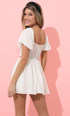 Shimmer Striped Cutout Dress in White