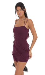 Mesh Ruffle Dress in Purple