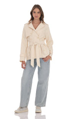 Double Breasted Trench Coat in Cream