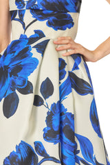 Printed Gazar Ball Gown