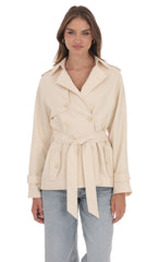 Double Breasted Trench Coat in Cream