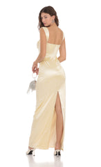 Satin Maxi Dress in Cream