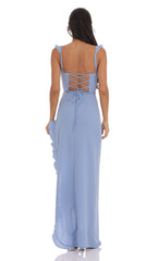 Ruffle Maxi Dress in Powder Blue