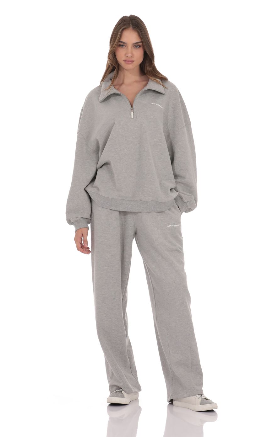 Darted Barrel Fleece Sweatpants in Grey