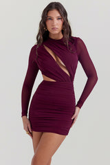 mulberry cutout mini dress