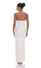 Golden Rose Cutout Maxi Dress in White
