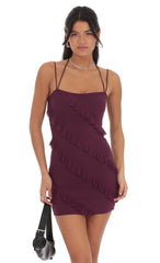 Mesh Ruffle Dress in Purple