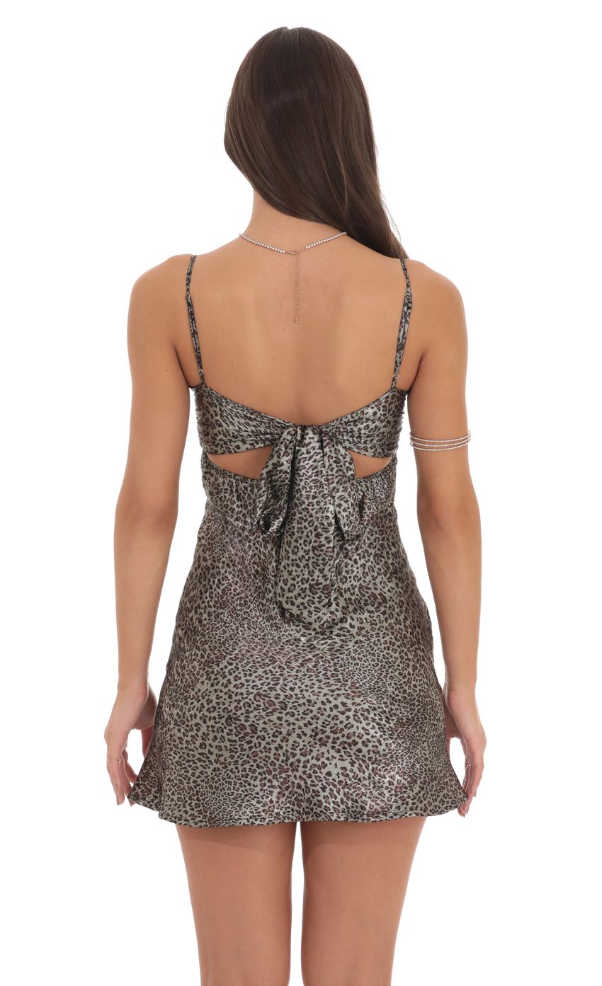 Satin Sweetheart Neck Dress in Cheetah Print