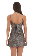 Satin Sweetheart Neck Dress in Cheetah Print