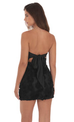 Floral Mesh Strapless Dress in Black