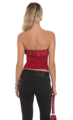 Satin Rosette Top in Red