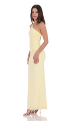 Conch One Shoulder Maxi Dress in Yellow