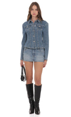 Fitted Denim Jacket in Blue