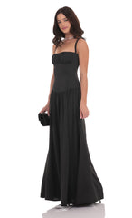 Ruched Bust Maxi Dress in Black