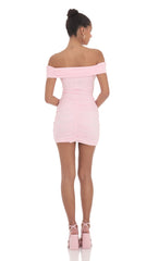 Off Shoulder Cutout Bodycon Dress in Pink